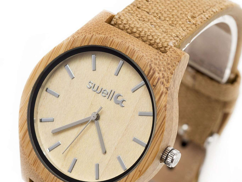 The Desert Sand - Women's 35mm Bamboo & Canvas Watch - SwellVision