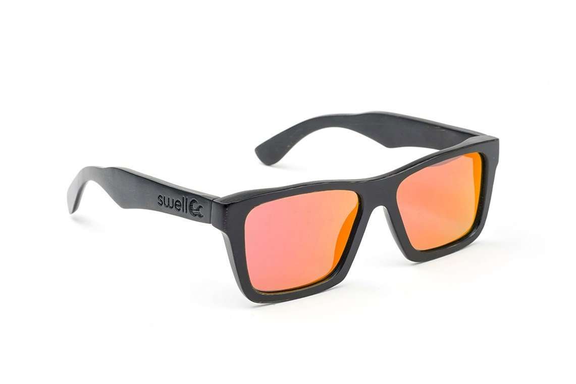 Swell Black Bamboo Sunglasses Swell Vision Black Bamboo Wayfarer Sunglasses with Smoke  main image 4