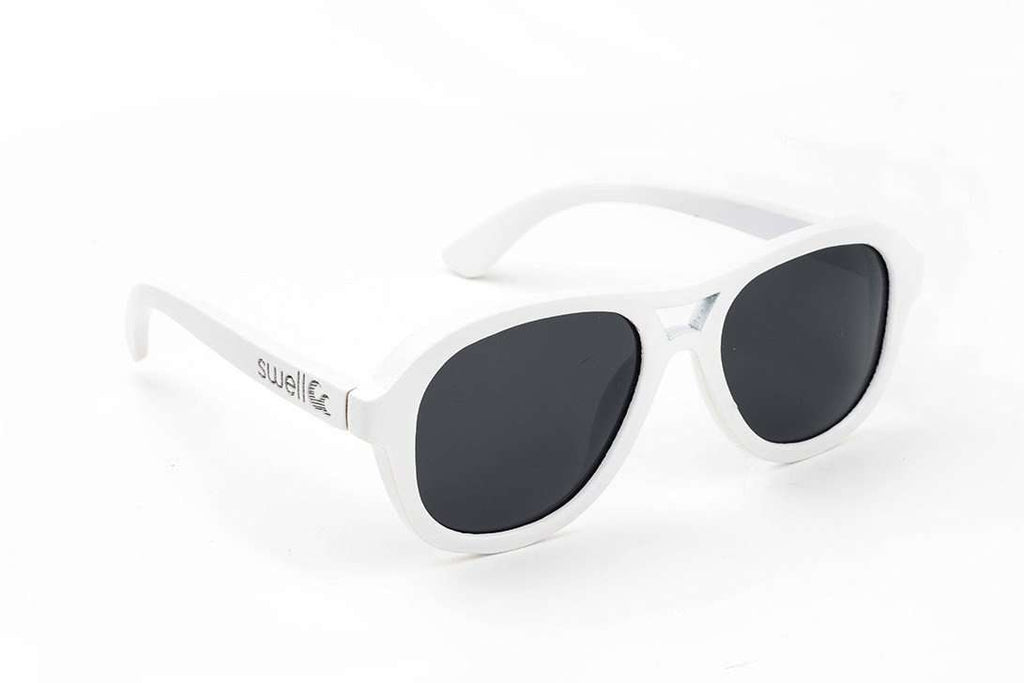 Swell Vision Avalon Polar White Bamboo Sunglasses with Smoke Polarized Lenses - SwellVision