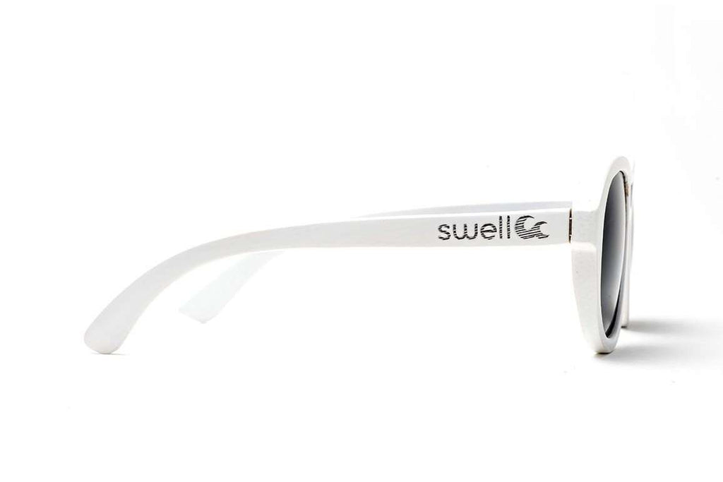 Swell Vision Avalon Polar White Bamboo Sunglasses with Smoke Polarized Lenses - SwellVision