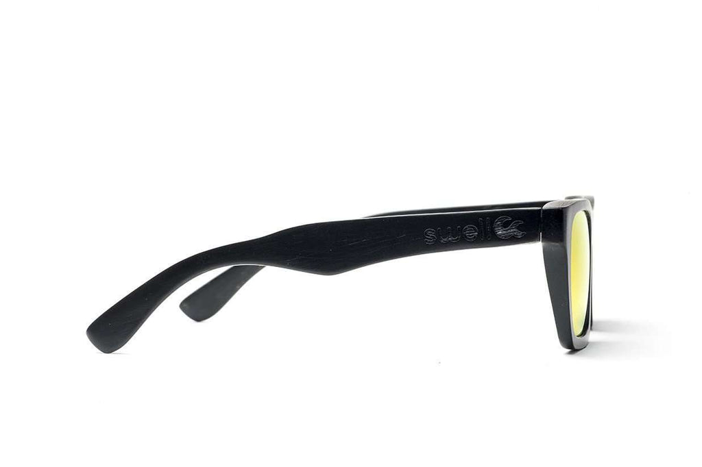 Swell Vision Classic Black Bamboo Sunglasses with Gold Polarized Lenses - SwellVision