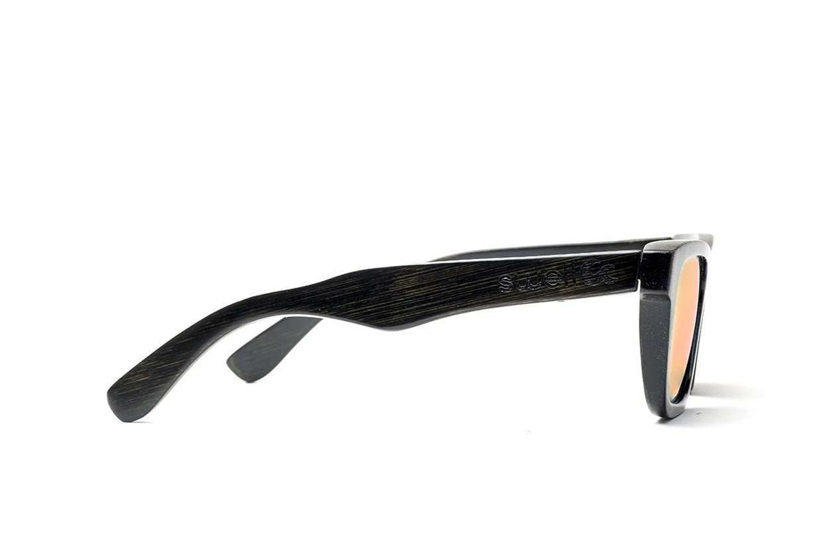 Bamboo Sunglasses: Classic Black w/ Fire Polarized Lenses  display picture 2