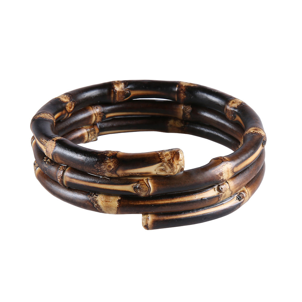 Spiral Black Bamboo Bangle Bracelet