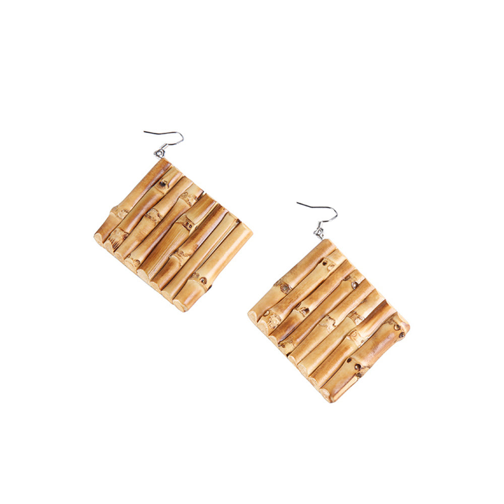 Natural Rhombus Bamboo Earrings