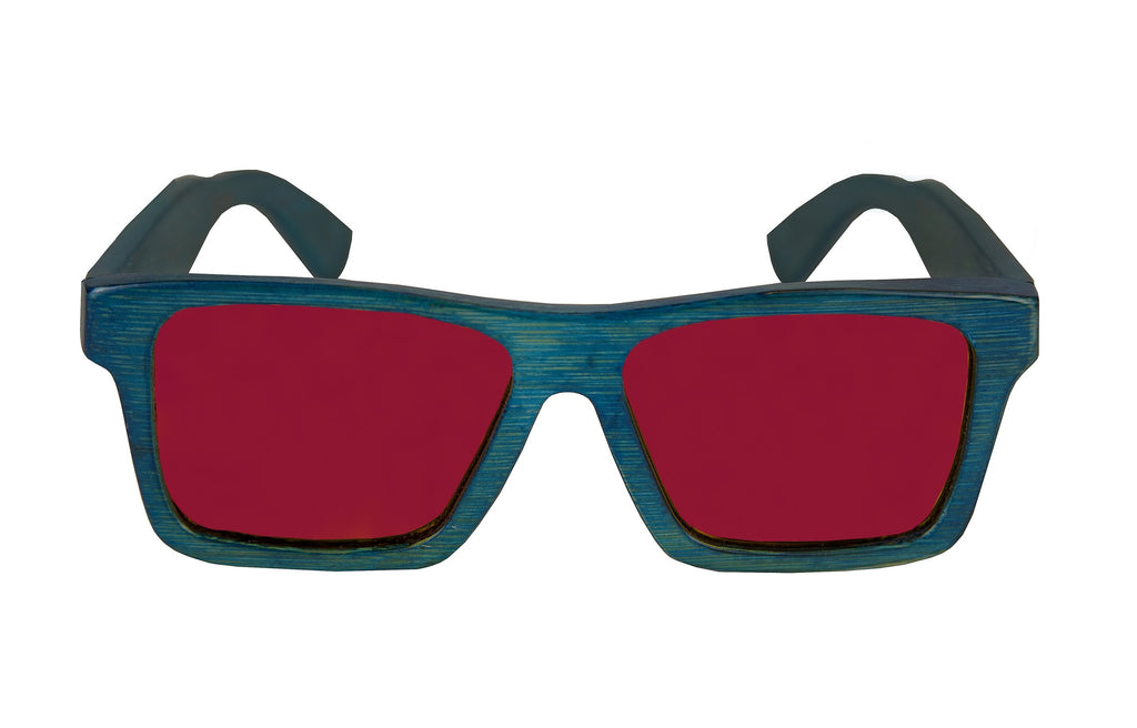 Classic Blue/Red Bamboo Sunglasses