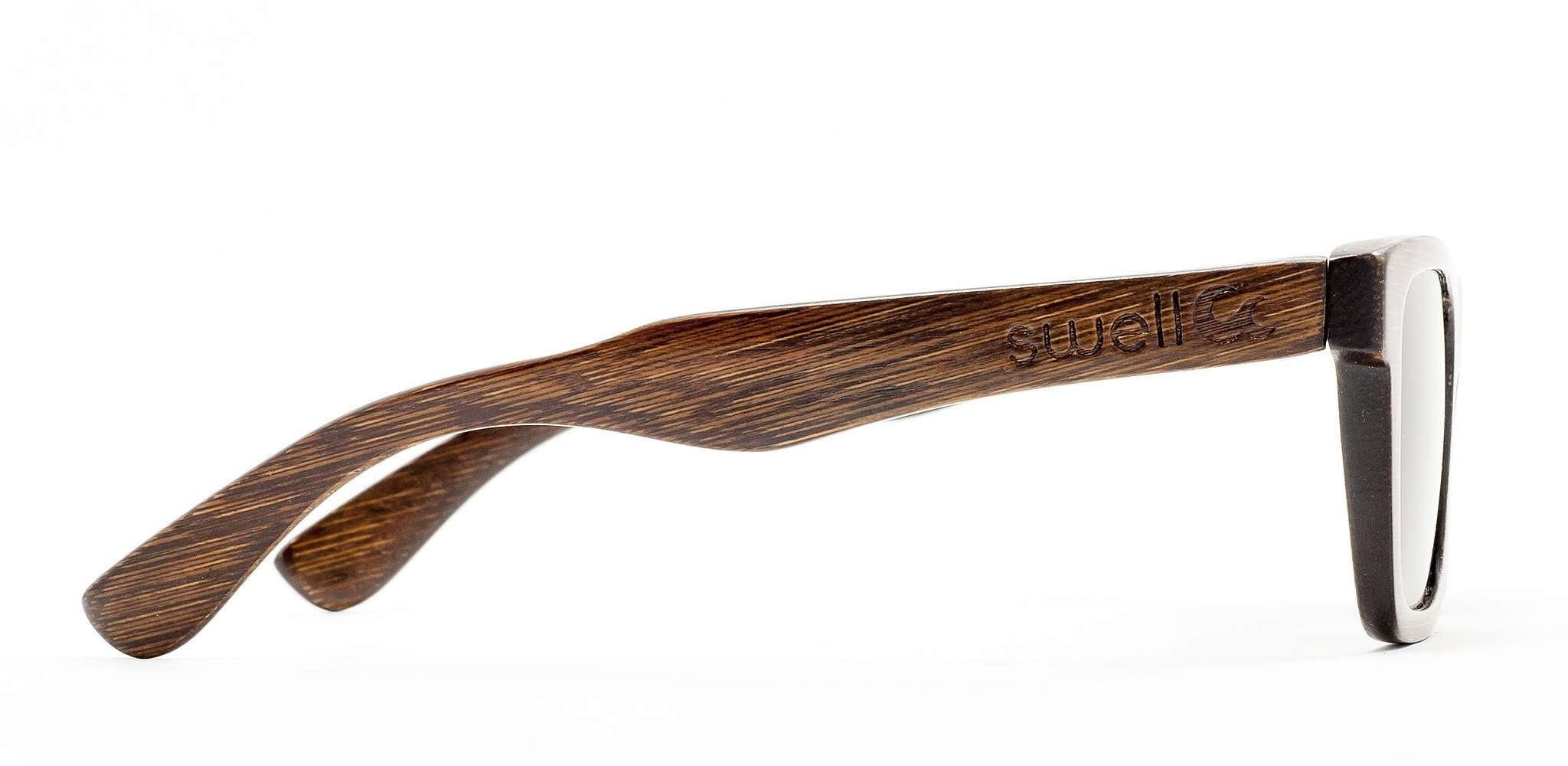 Swell Vision Brown Bamboo Wayfarer Sunglasses with Smoke  display picture 2