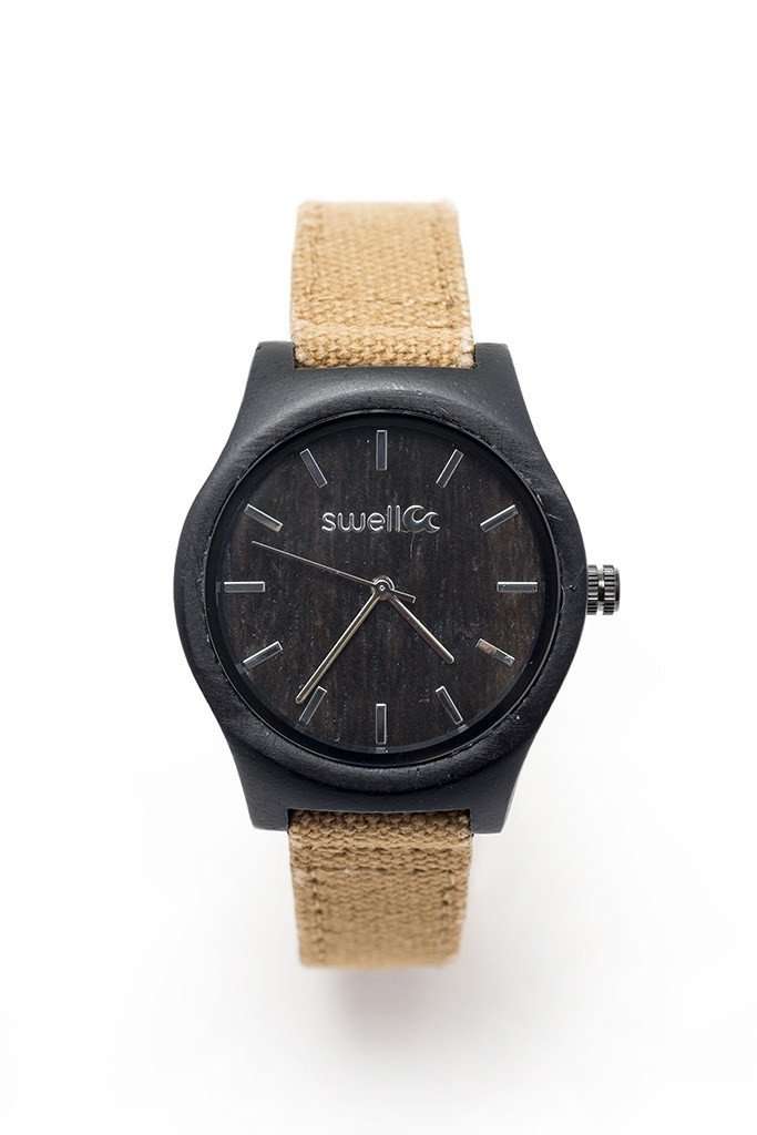 The Women's Hiker - Women's 35mm Bamboo & Canvas Watch - SwellVision