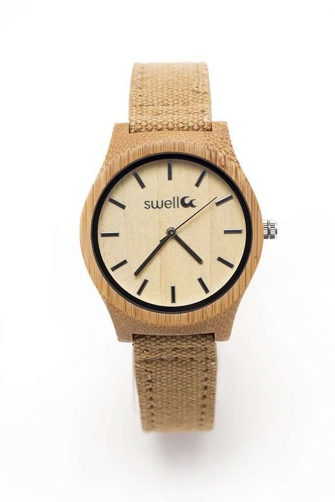 The Desert Sand - Women's 35mm Bamboo & Canvas Watch - SwellVision