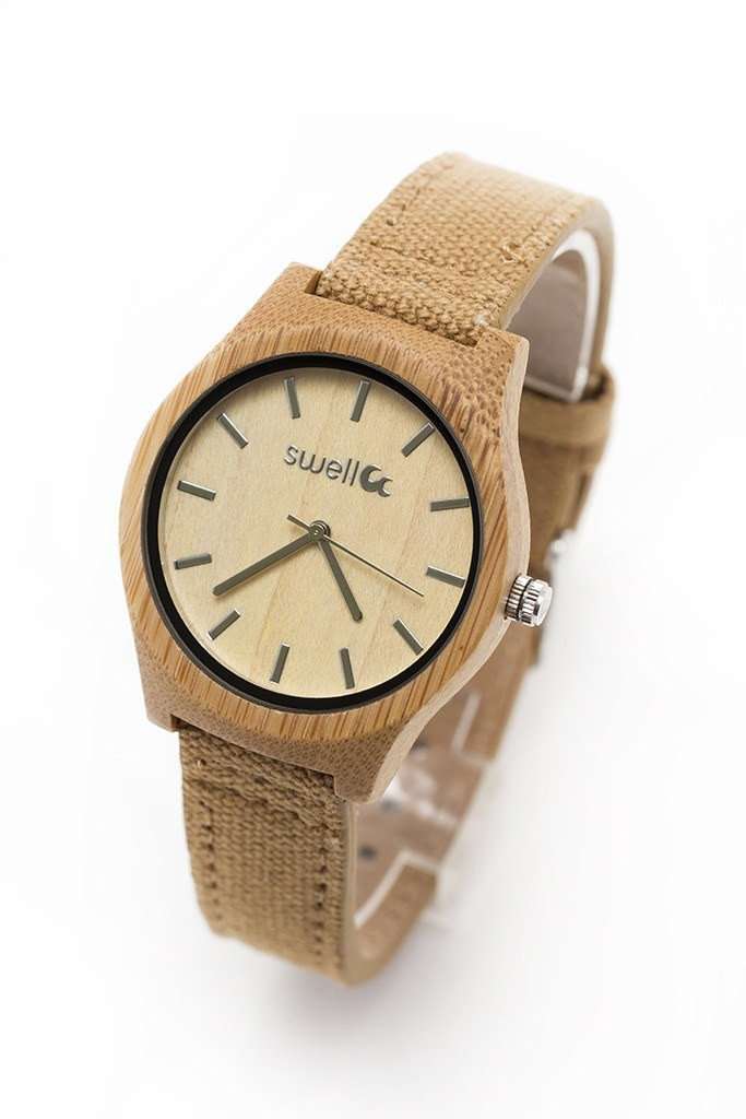 The Desert Sand - Women's 35mm Bamboo & Canvas Watch - SwellVision