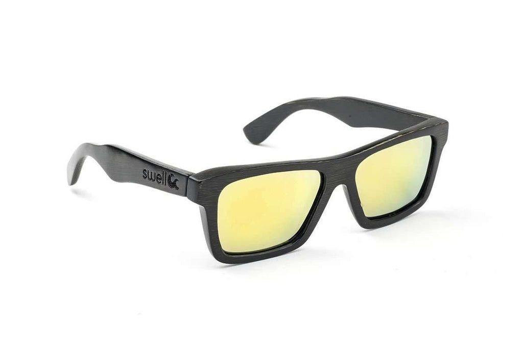 Swell Vision Classic Black Bamboo Sunglasses with Gold Polarized Lenses - SwellVision