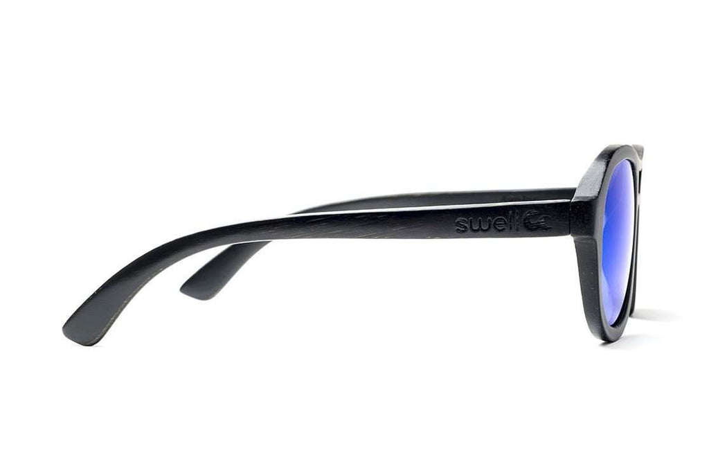 Swell Vision Avalon Black Bamboo Sunglasses with Blue Polarized Lenses - SwellVision