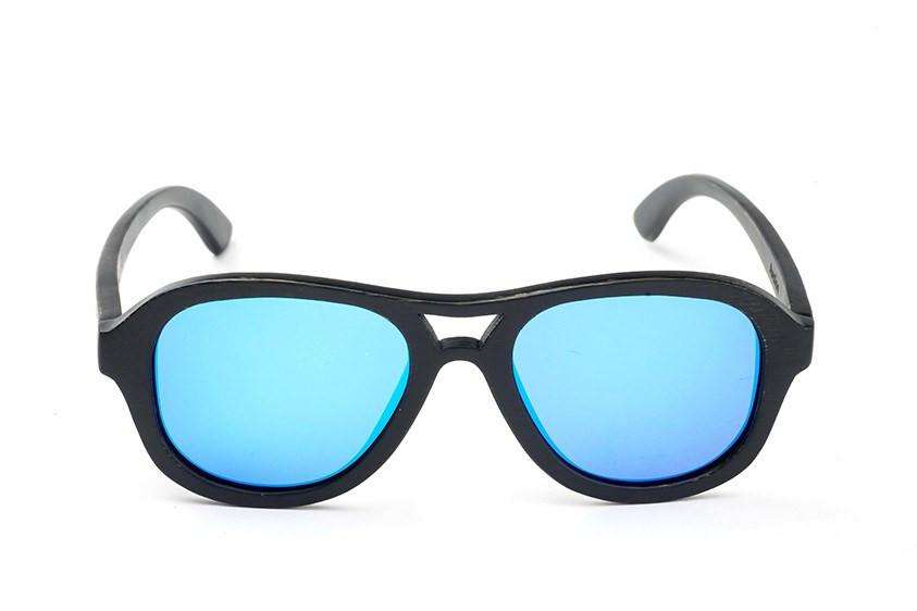 Swell Vision Avalon Black Bamboo Sunglasses with Blue Polarized Lenses - SwellVision