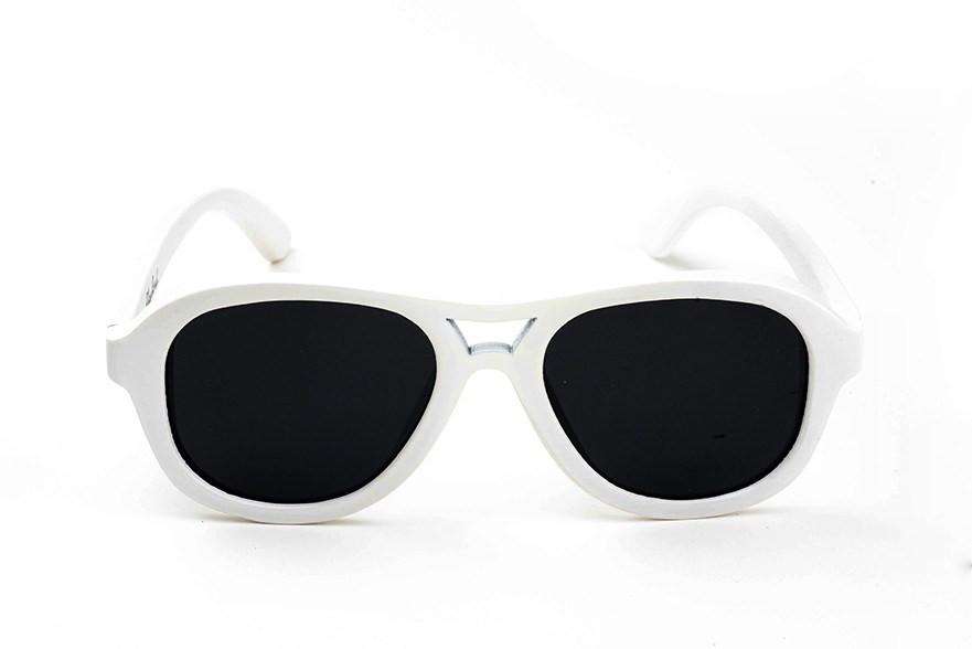 Swell Vision Avalon Polar White Bamboo Sunglasses with Smoke Polarized Lenses - SwellVision