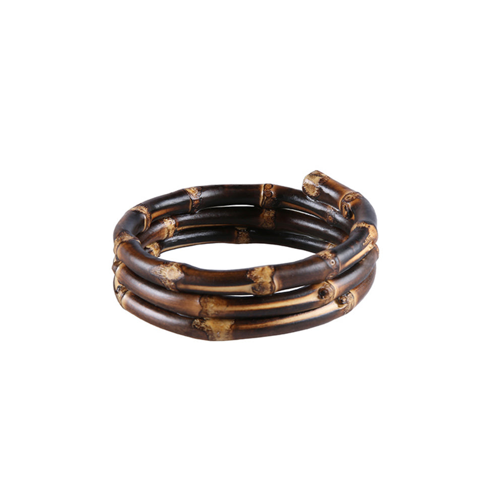 Spiral Black Bamboo Bangle Bracelet