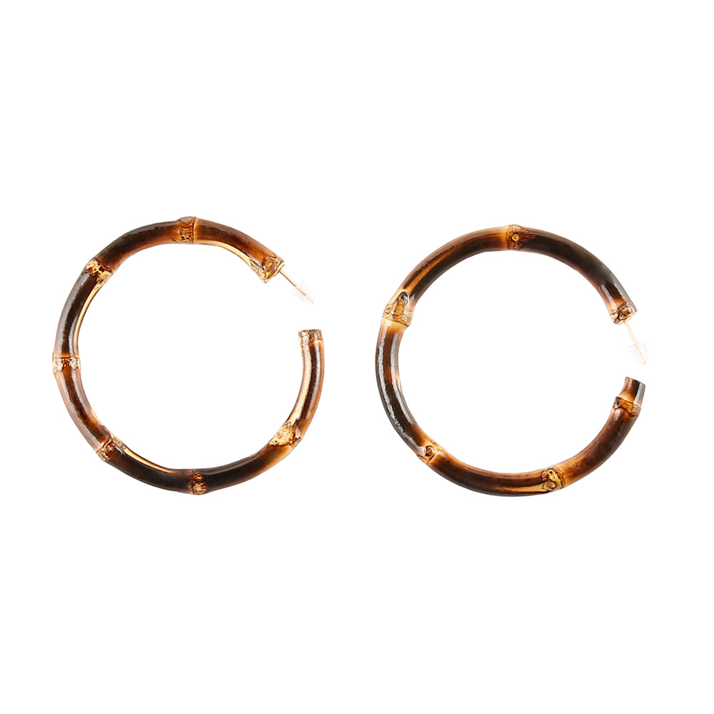 Black Bamboo Hoop Earrings