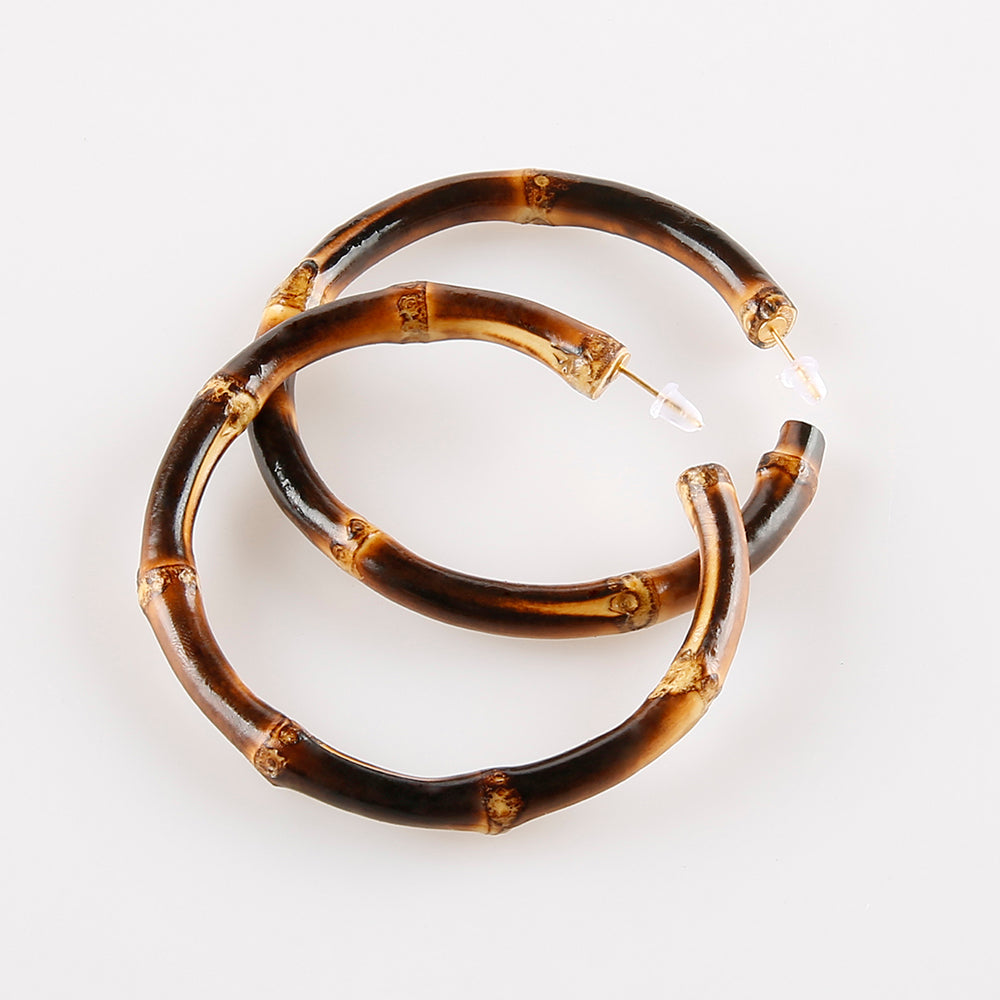 Black Bamboo Hoop Earrings