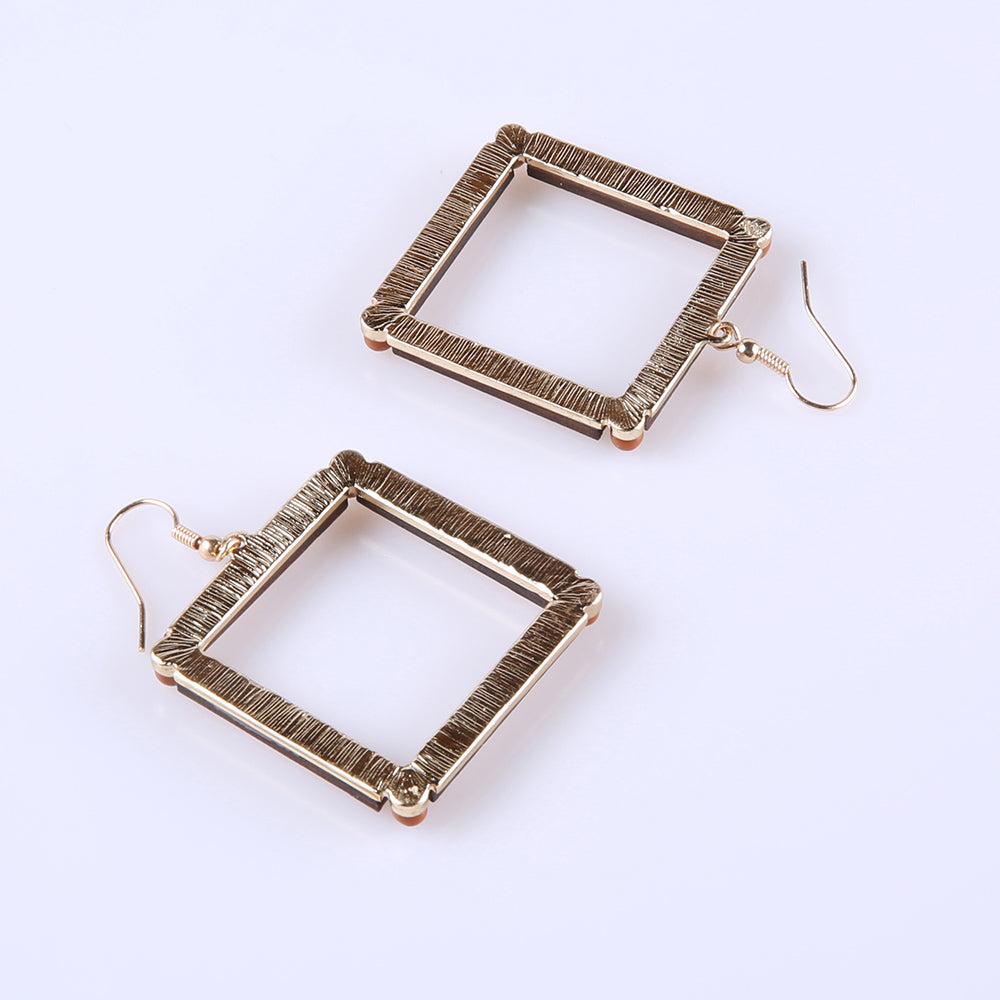 Brown Bamboo Square Hoop Earrings