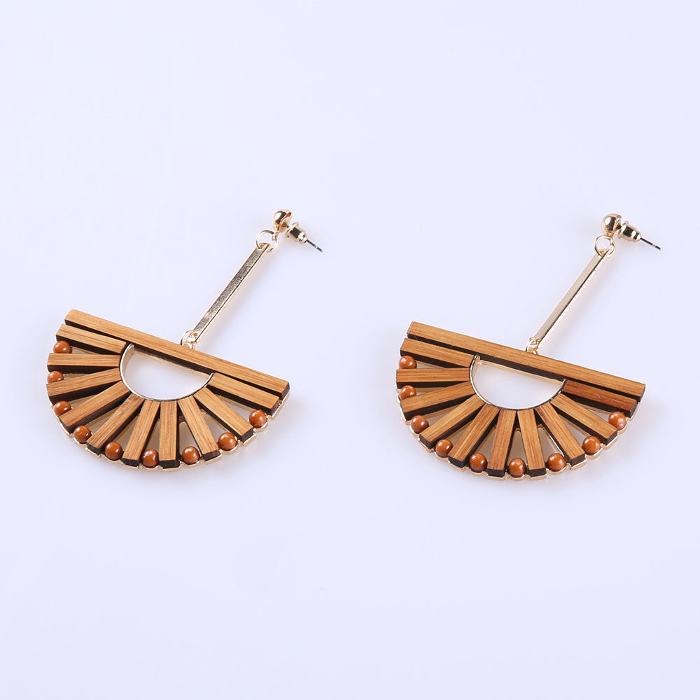 Brown Bamboo Fan Bamboo Earrings