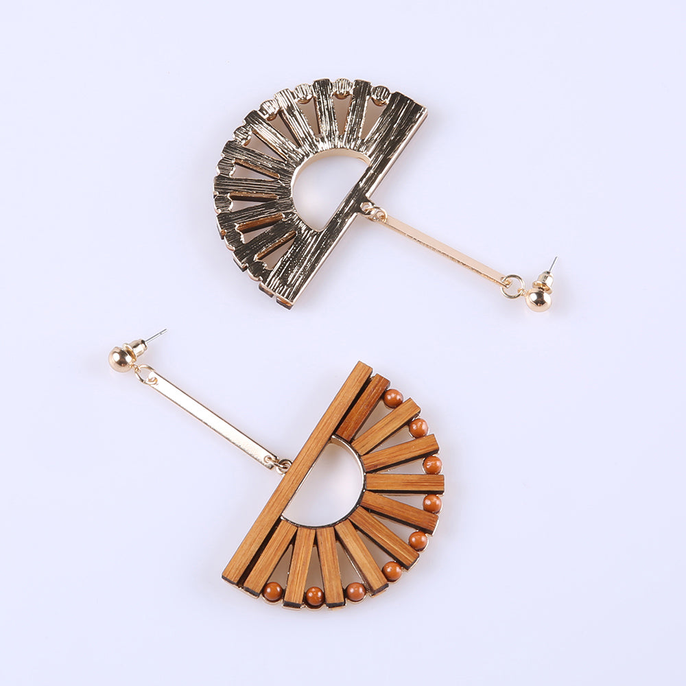 Brown Bamboo Fan Bamboo Earrings