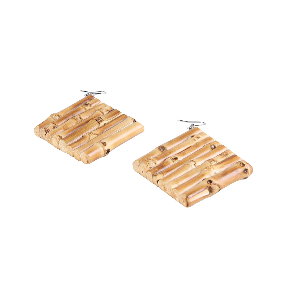 Natural Rhombus Bamboo Earrings