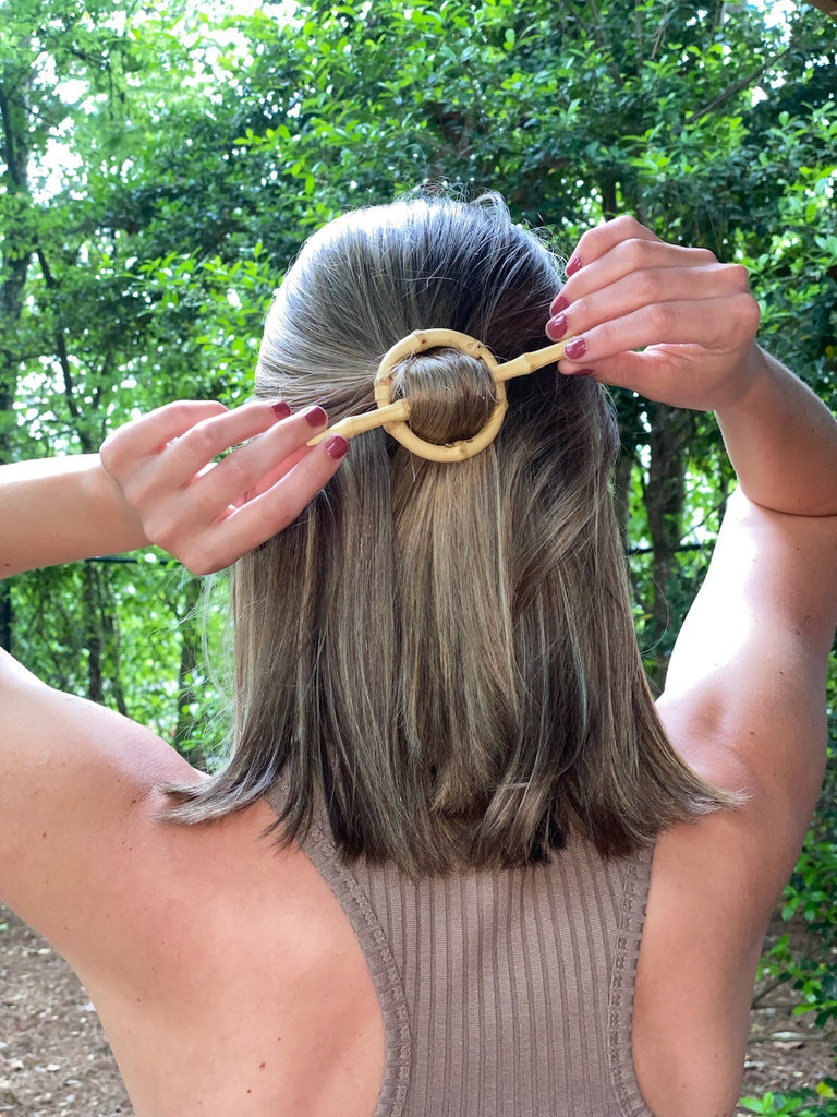 Natural Bamboo Round Hair Pin