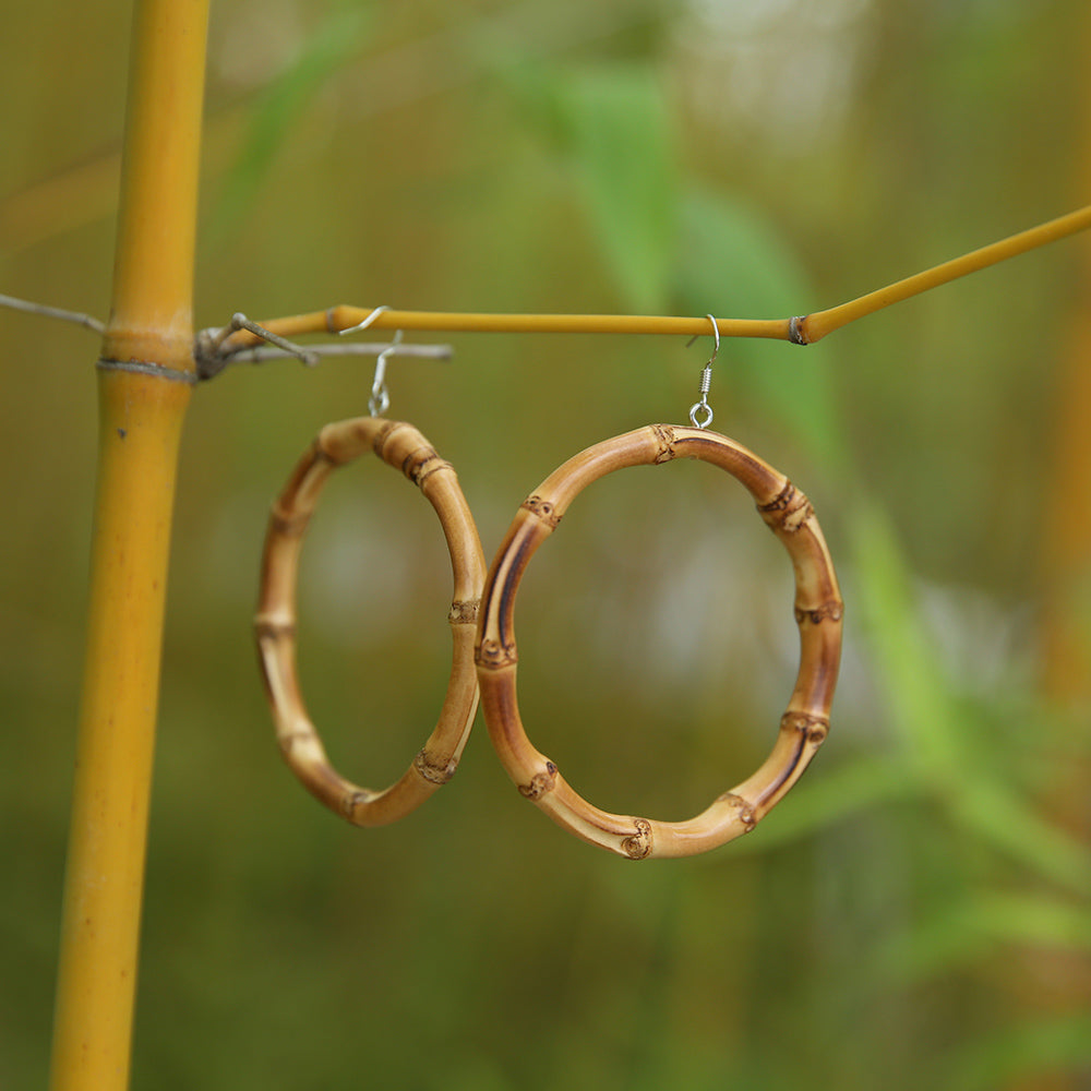 Natural Bamboo Hoop Earrings