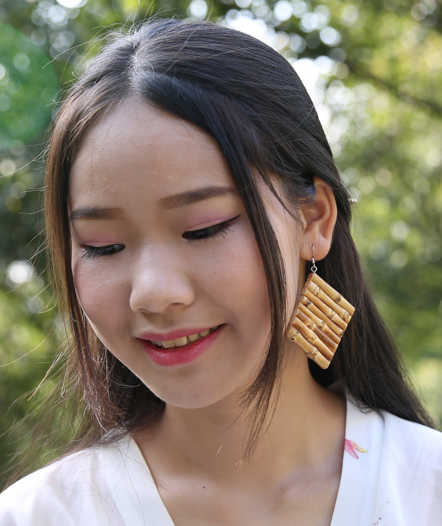 Natural Rhombus Bamboo Earrings