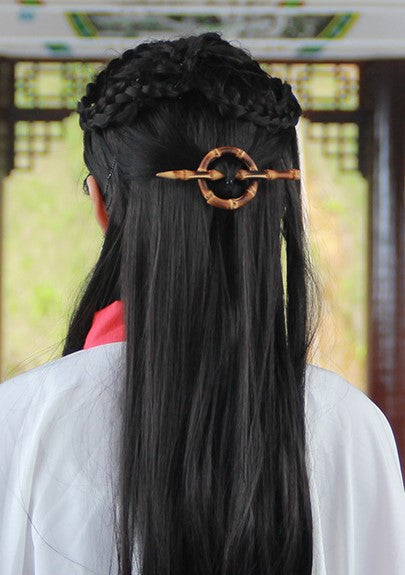 Black Bamboo Round Hair Pin