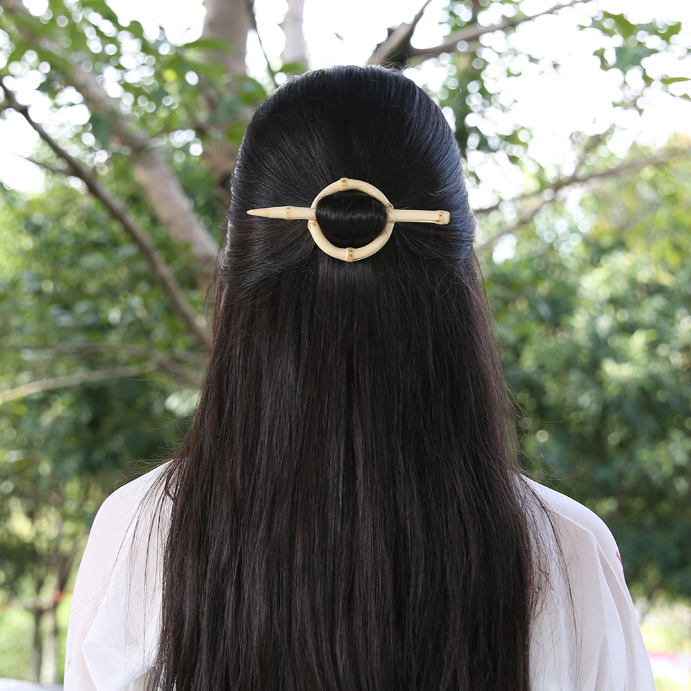 Natural Bamboo Round Hair Pin